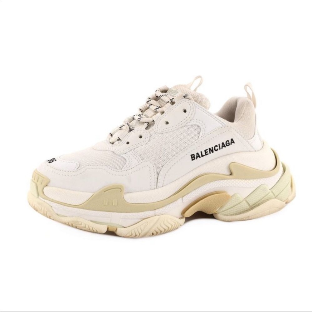 Balenciaga Women's Triple S Sneakers Fabric and Mesh with Faux Leather Neutral